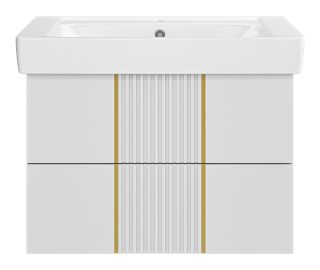 Подвесная тумба под раковину Brevita Vega VEG-09080-0102Я 80см белый/золото